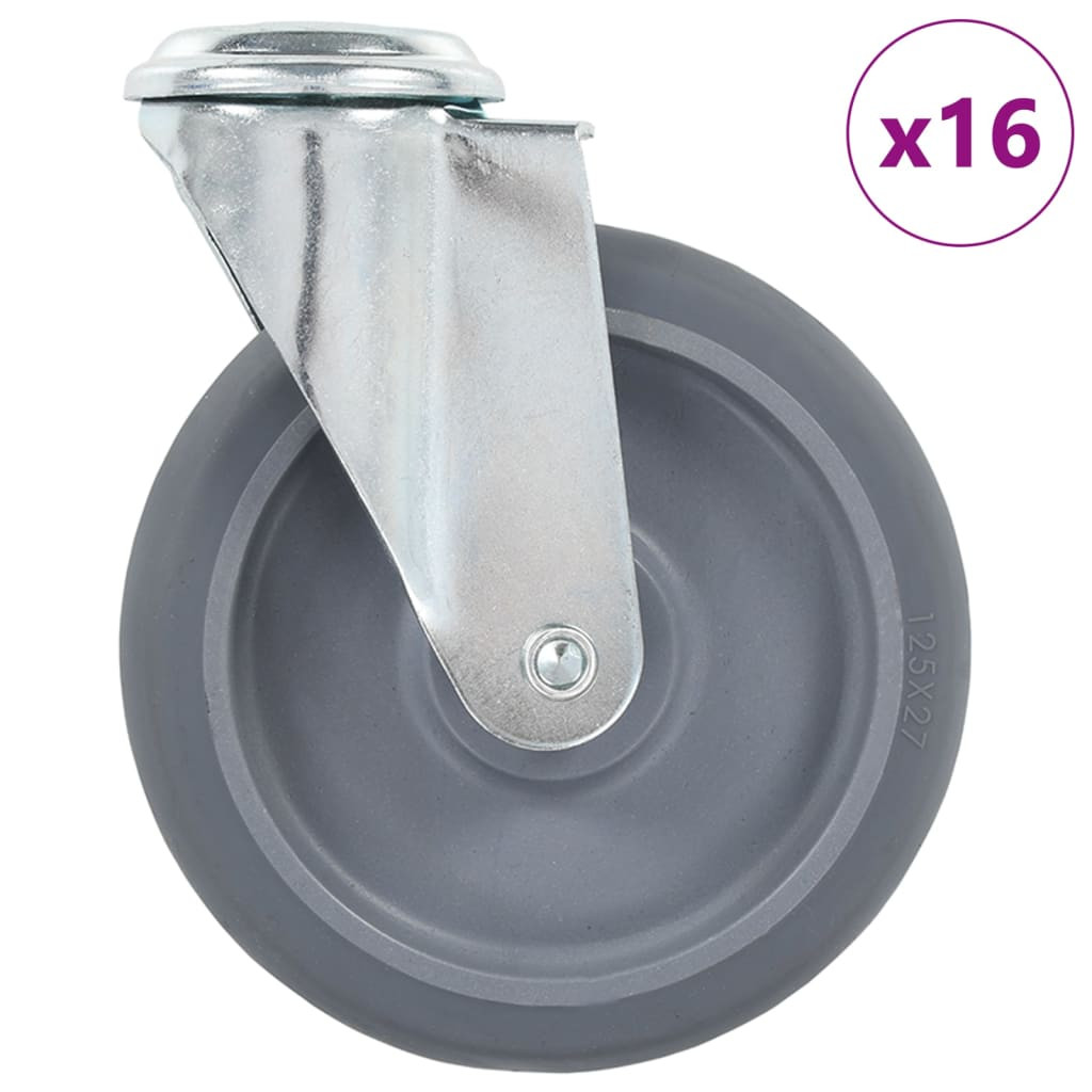 vidaXL 16 Stk. Lenkrollen mit Bolzenloch 125 mm