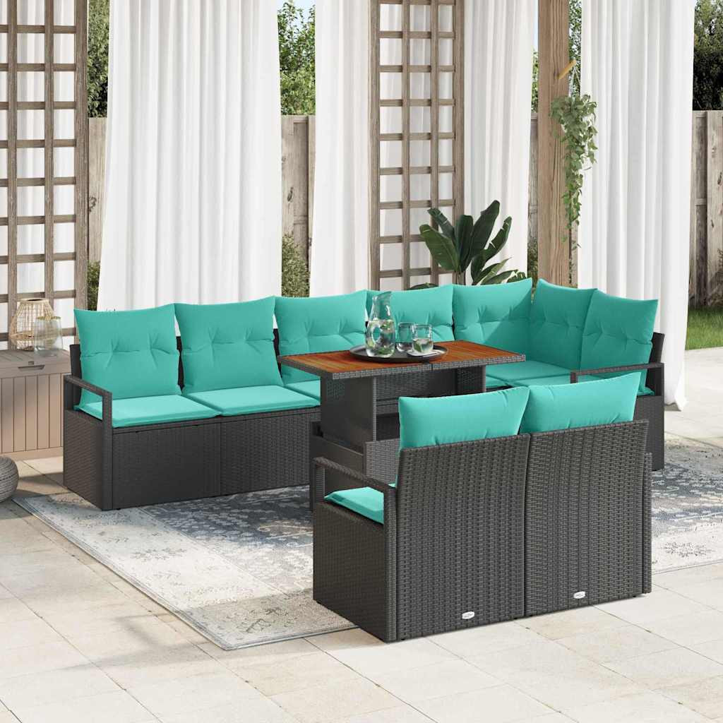 vidaXL Gartensofa-set 9 stk. 8-Sitzanzahl Schwarz und Türkis