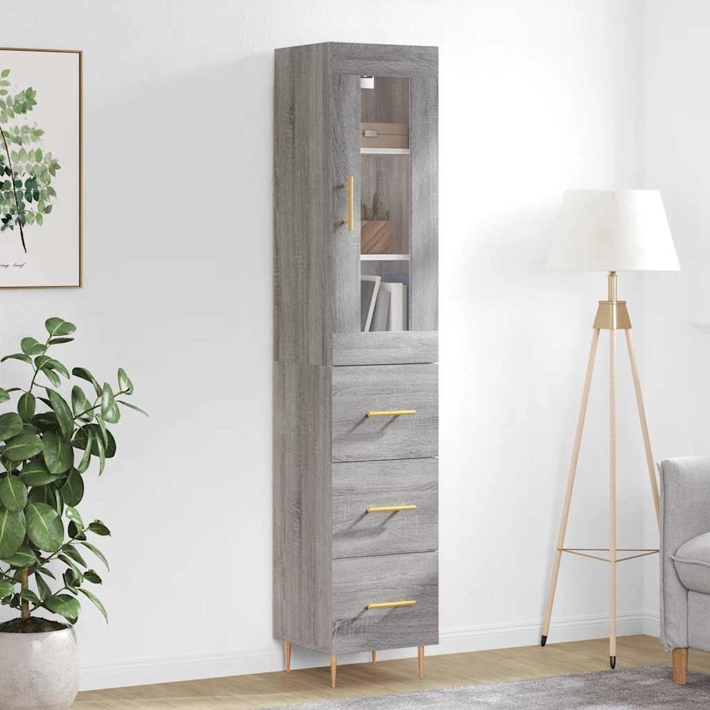 vidaXL Highboard Grau Sonoma 34,5x34x180 cm Holzwerkstoff