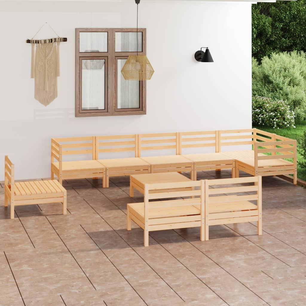 vidaXL 10-tlg. Garten-Lounge-Set Massivholz Kiefer