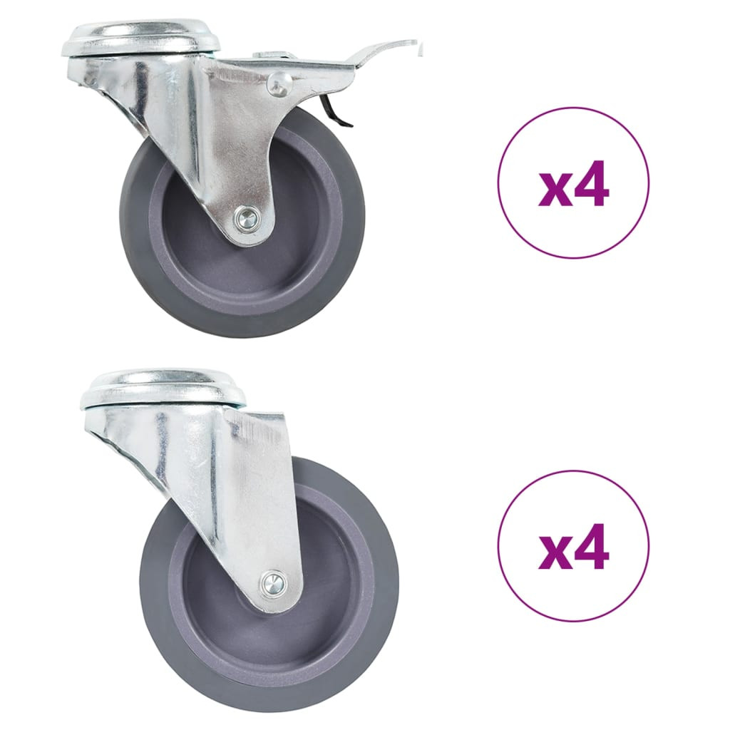 vidaXL 8 Stk. Lenkrollen mit Rückenloch 75 mm