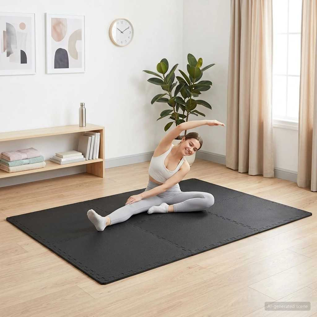 vidaXL Bodenmatten 12 Stk. 4,32 m² EVA-Schaumstoff Schwarz