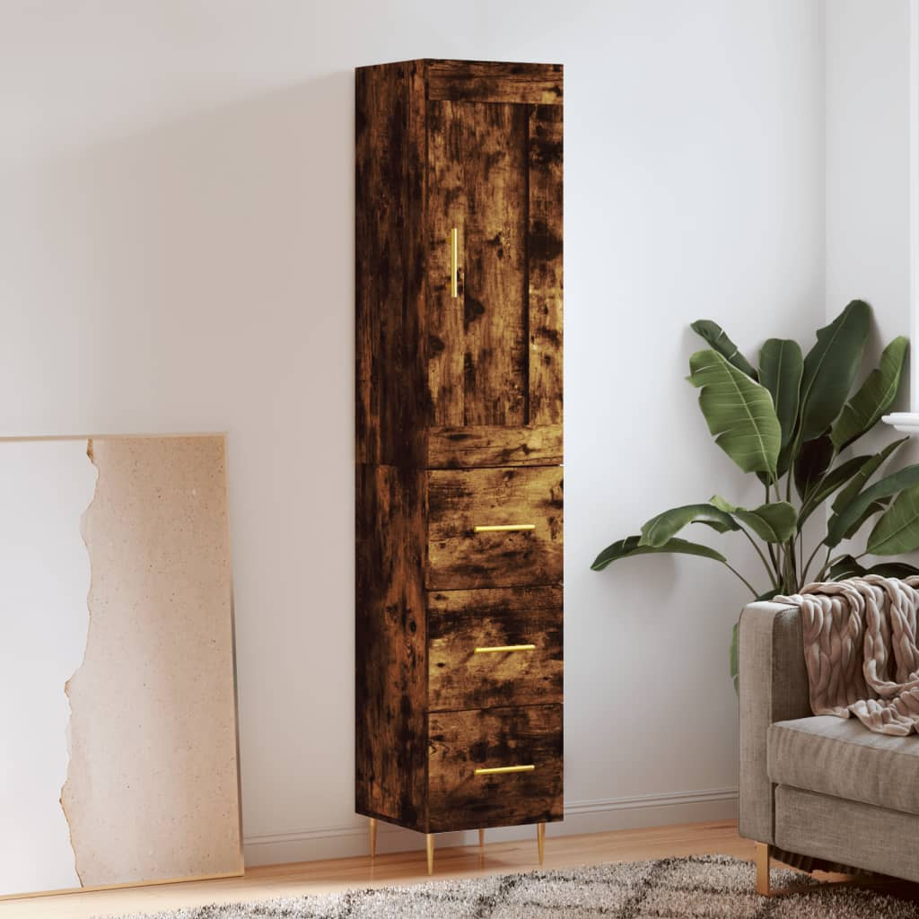 vidaXL Highboard Räuchereiche 34,5x34x180 cm Holzwerkstoff