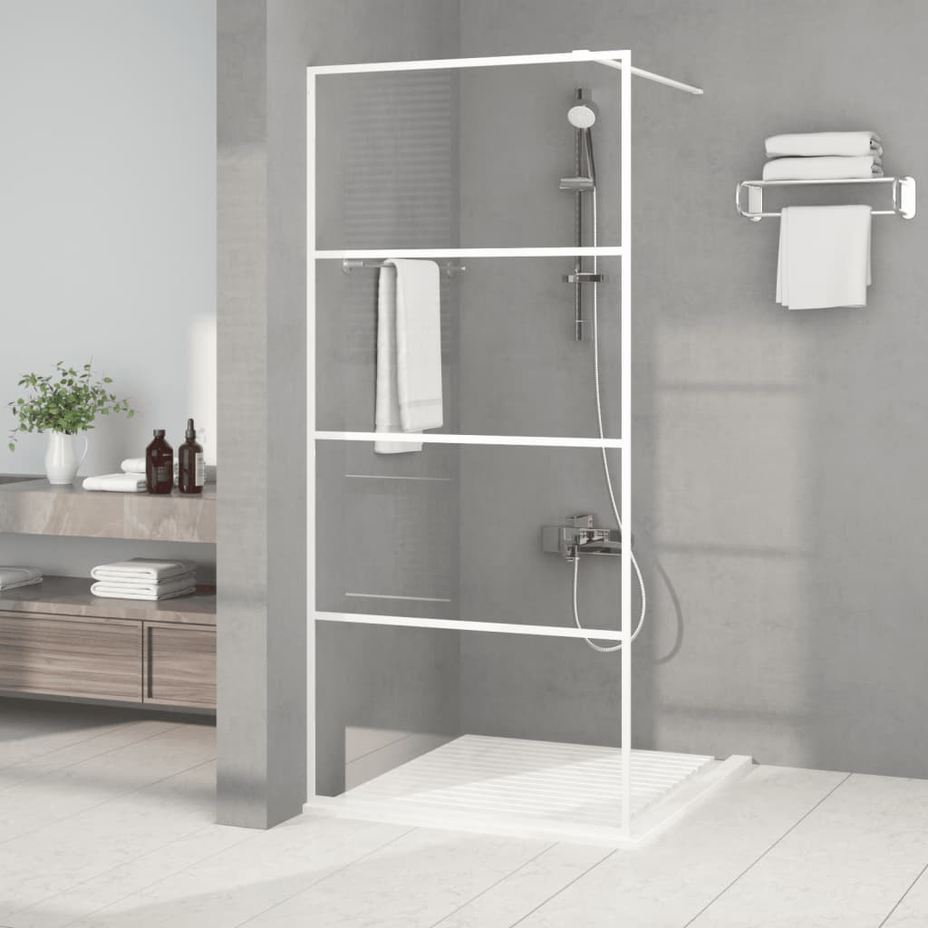vidaXL Duschwand für Begehbare Dusche Weiß 90x195 cm ESG-Klarglas