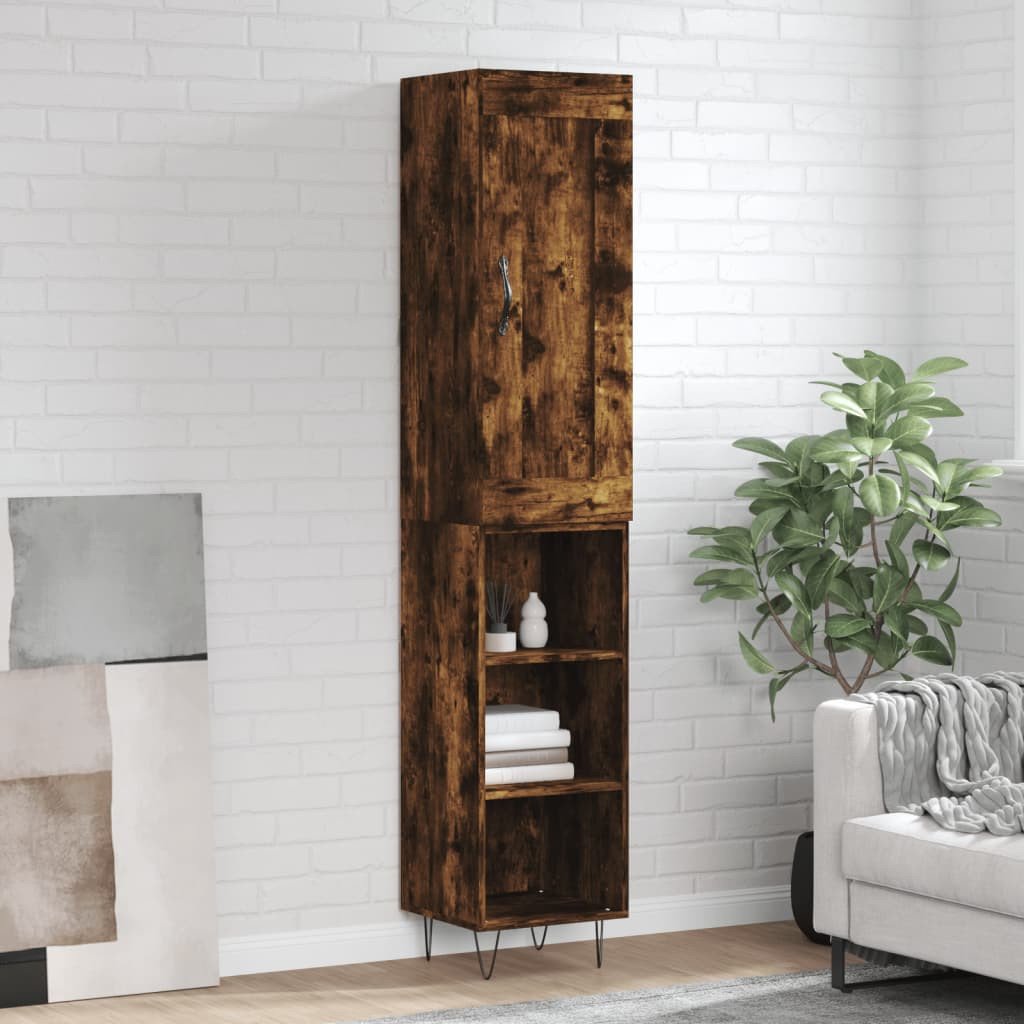 vidaXL Highboard Räuchereiche 34,5x34x180 cm Holzwerkstoff