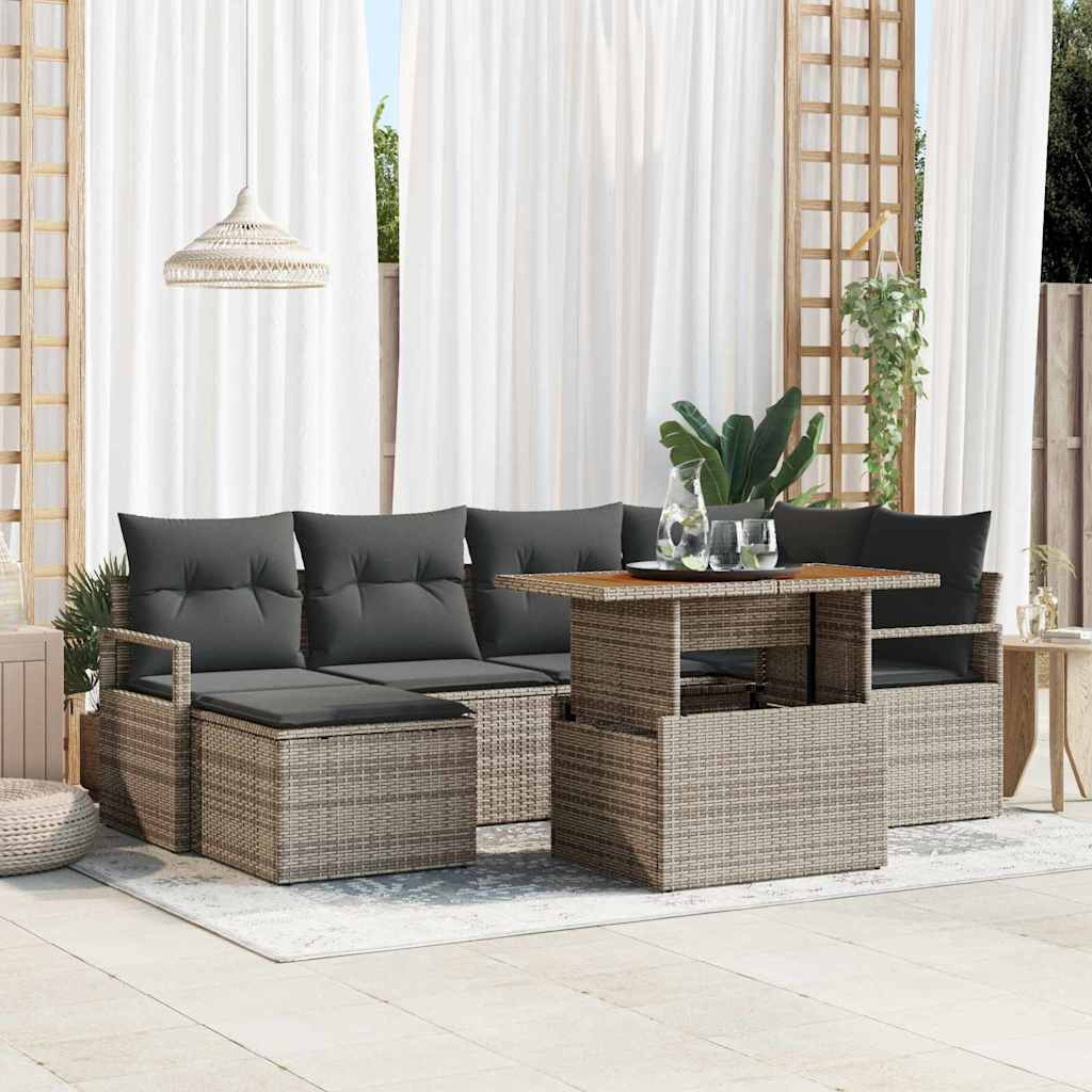 vidaXL Gartensofa-set 7 pcs Grau Poly-Rattan
