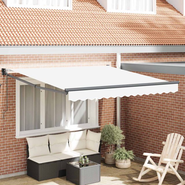 vidaXL Ausziehbare Markise Weiß 350 x 250 cm Polyester und Metall