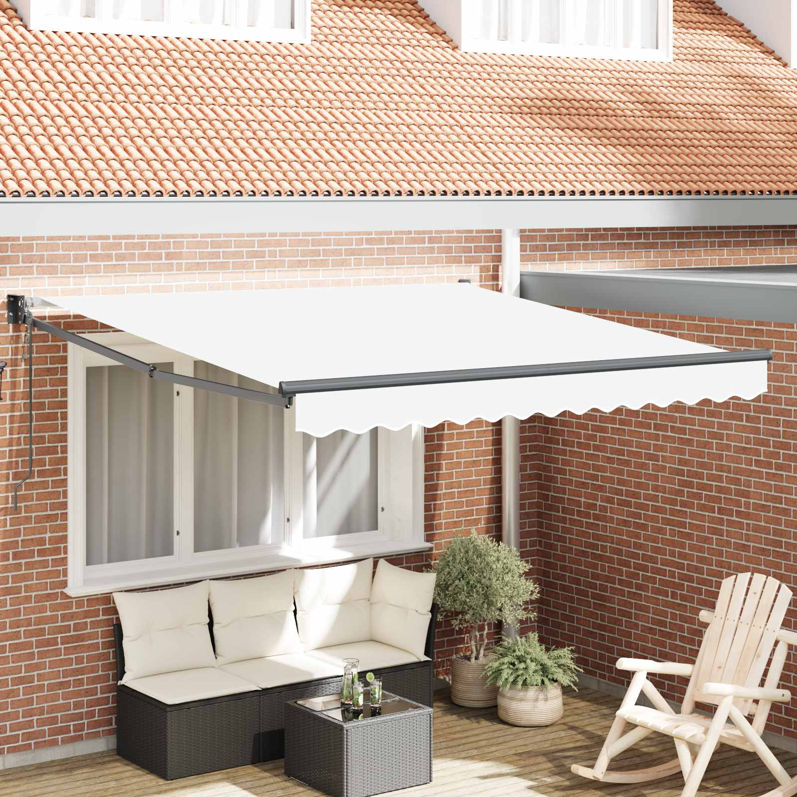 vidaXL Ausziehbare Markise Weiß 350 x 250 cm Polyester und Metall