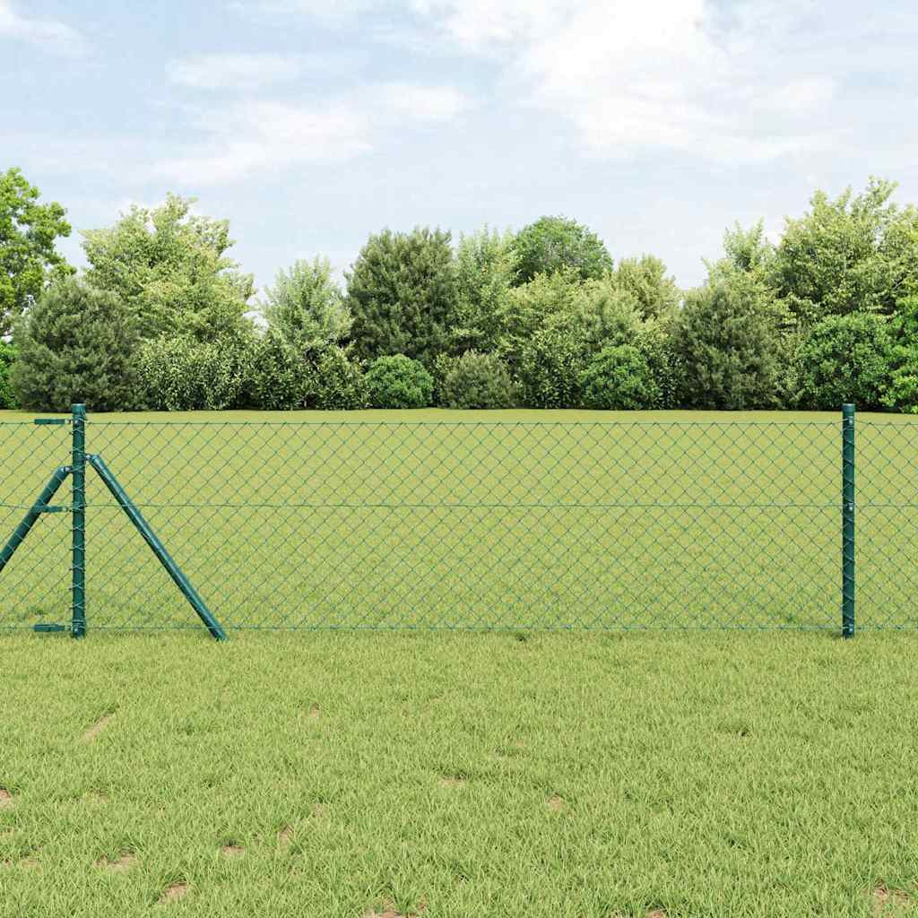 vidaXL Bodenmontierter Maschendrahtzaun 25 x 0,8 m Grün Netz