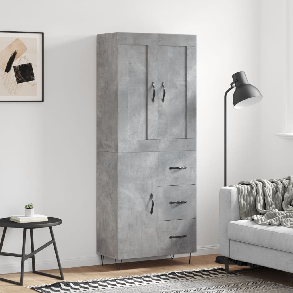 vidaXL Highboard Betongrau 69,5x34x180 cm Holzwerkstoff