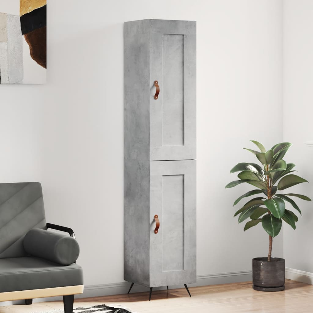 vidaXL Highboard Betongrau 34,5x34x180 cm Holzwerkstoff