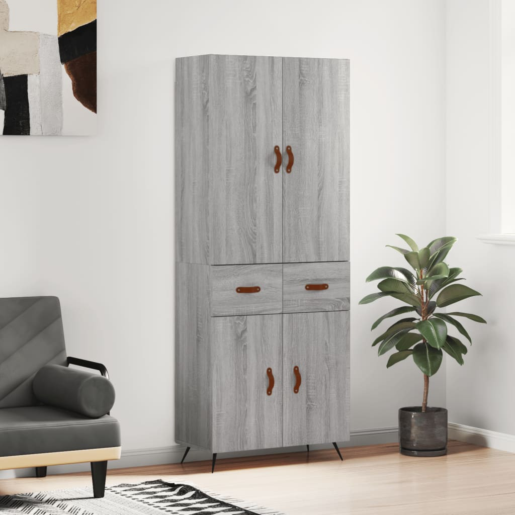 vidaXL Highboard Grau Sonoma 69,5x34x180 cm Holzwerkstoff