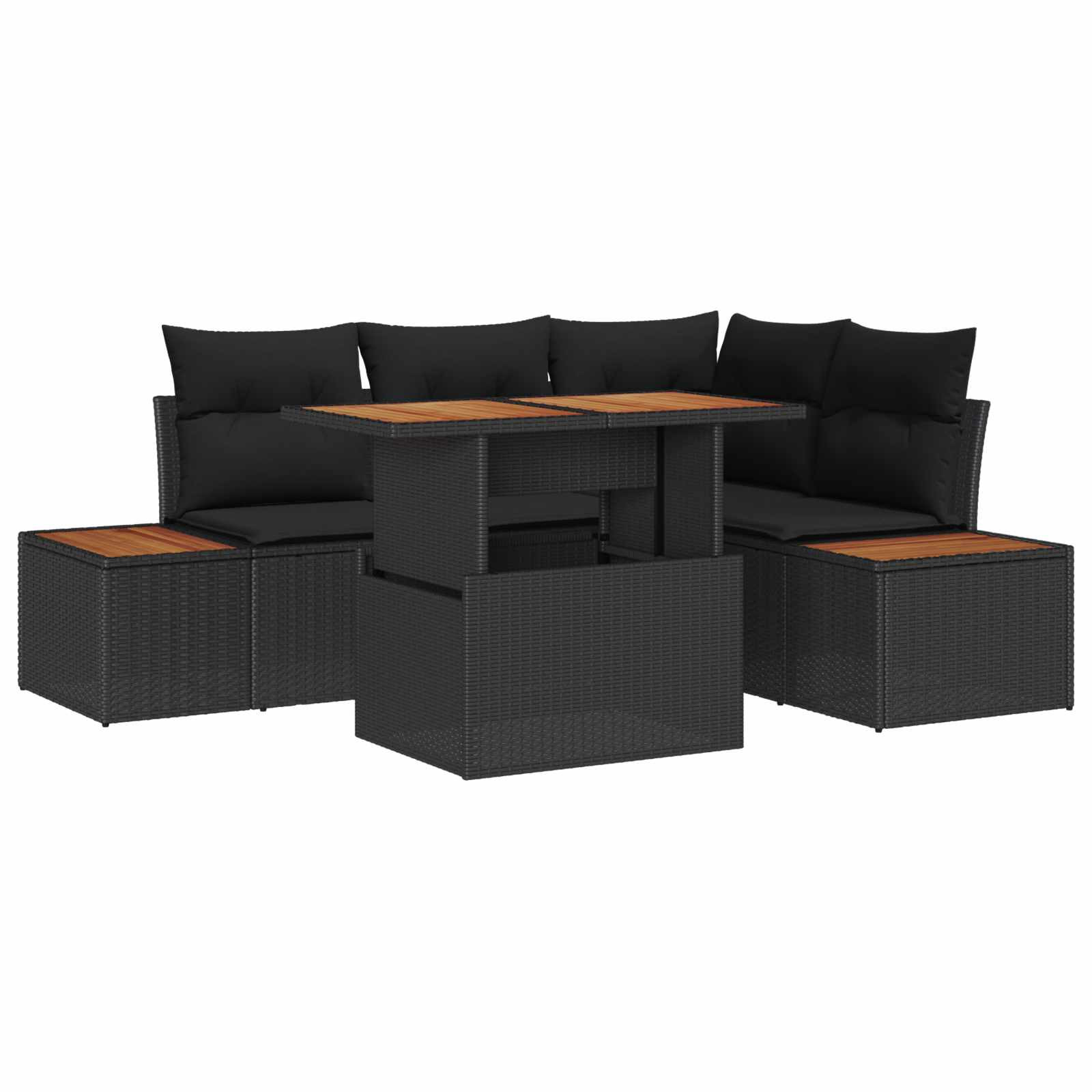 vidaXL Gartensofa-set 5 Stk. Schwarz und Braun