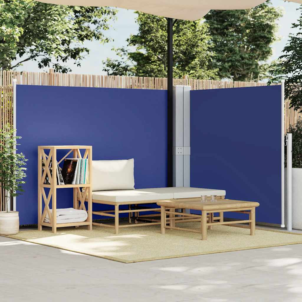 vidaXL Ausziehbare Seitenmarkise Blau 140 x 600 cm
