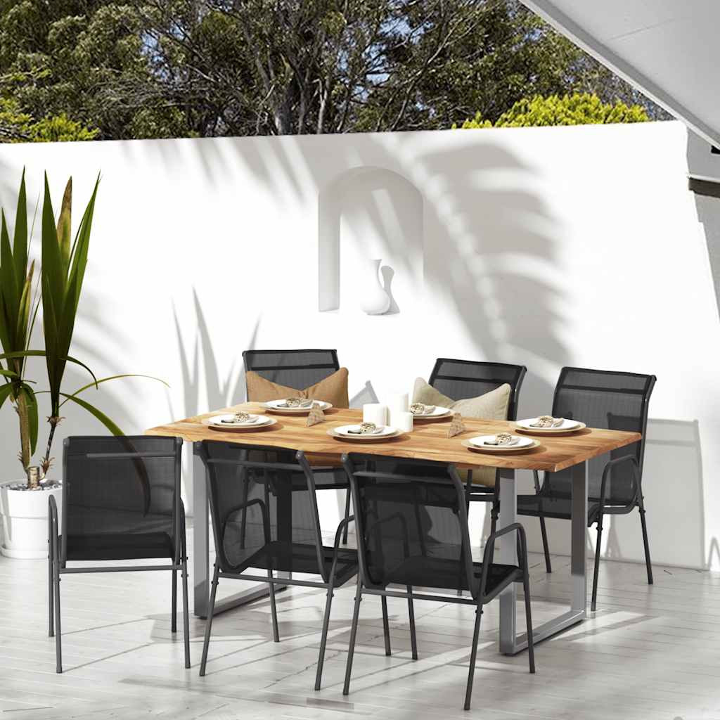 vidaXL Gartenstühle 6 Stk. Stahl und Textilene Schwarz