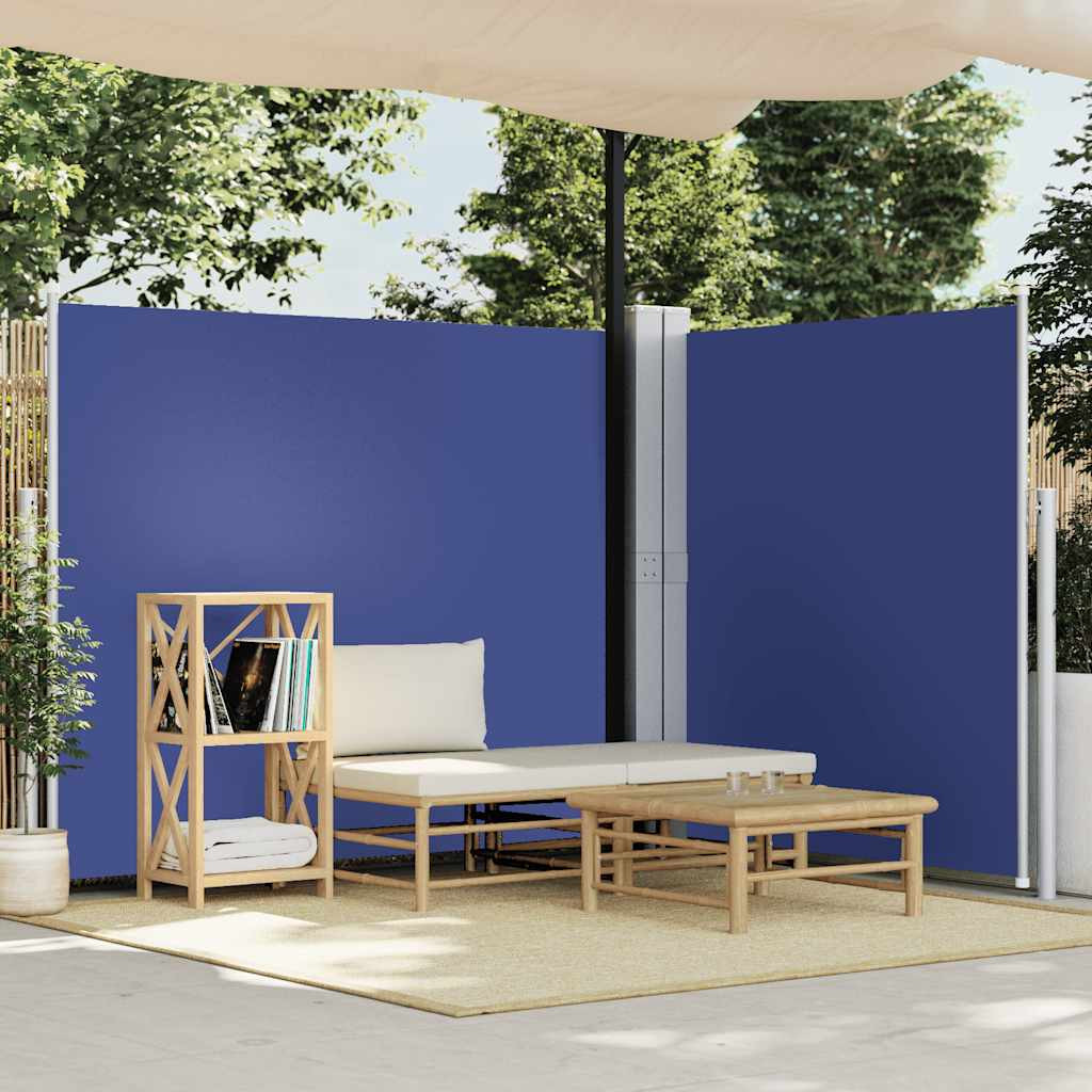 vidaXL Ausziehbare Seitenmarkise Blau 160 x 600 cm
