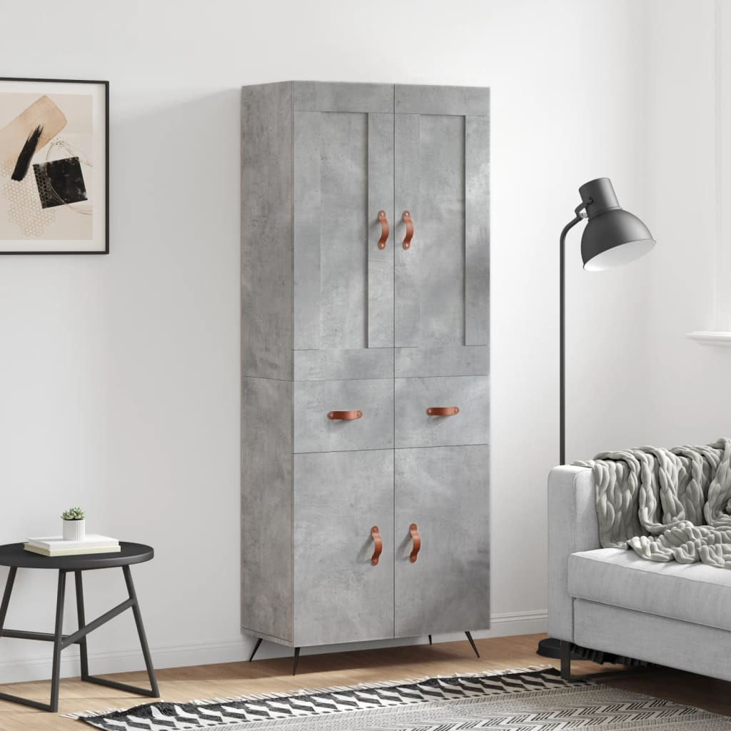 vidaXL Highboard Betongrau 69,5x34x180 cm Holzwerkstoff