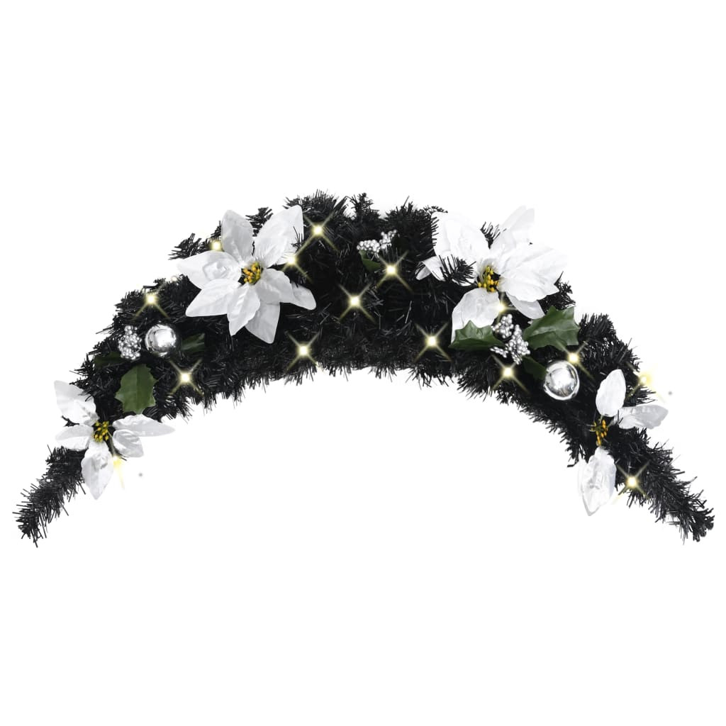 vidaXL Weihnachts-Türbogen mit LED-Lichtern Schwarz 90 cm PVC