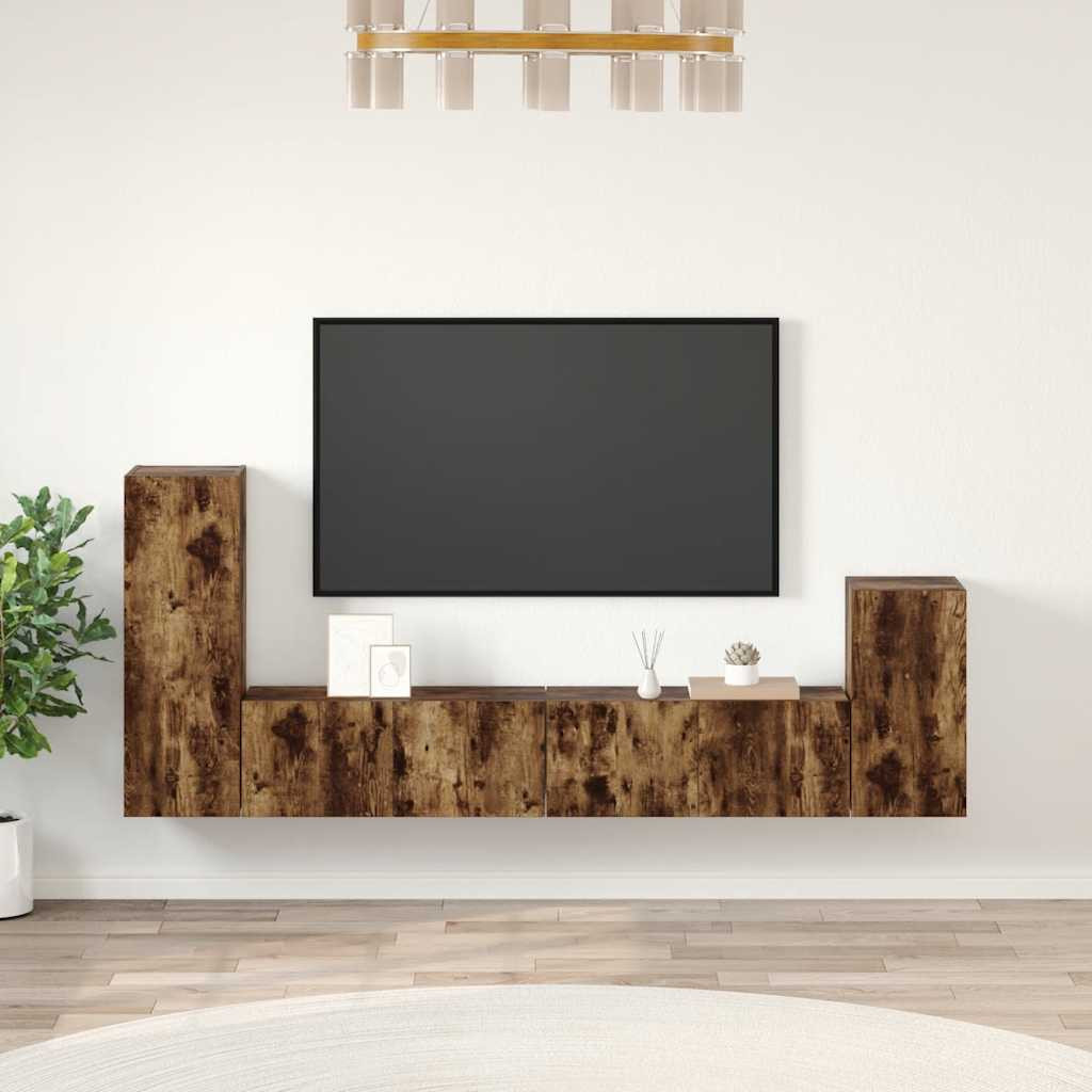 vidaXL 4-tlg. TV-Schrank-Set Räuchereiche Holzwerkstoff