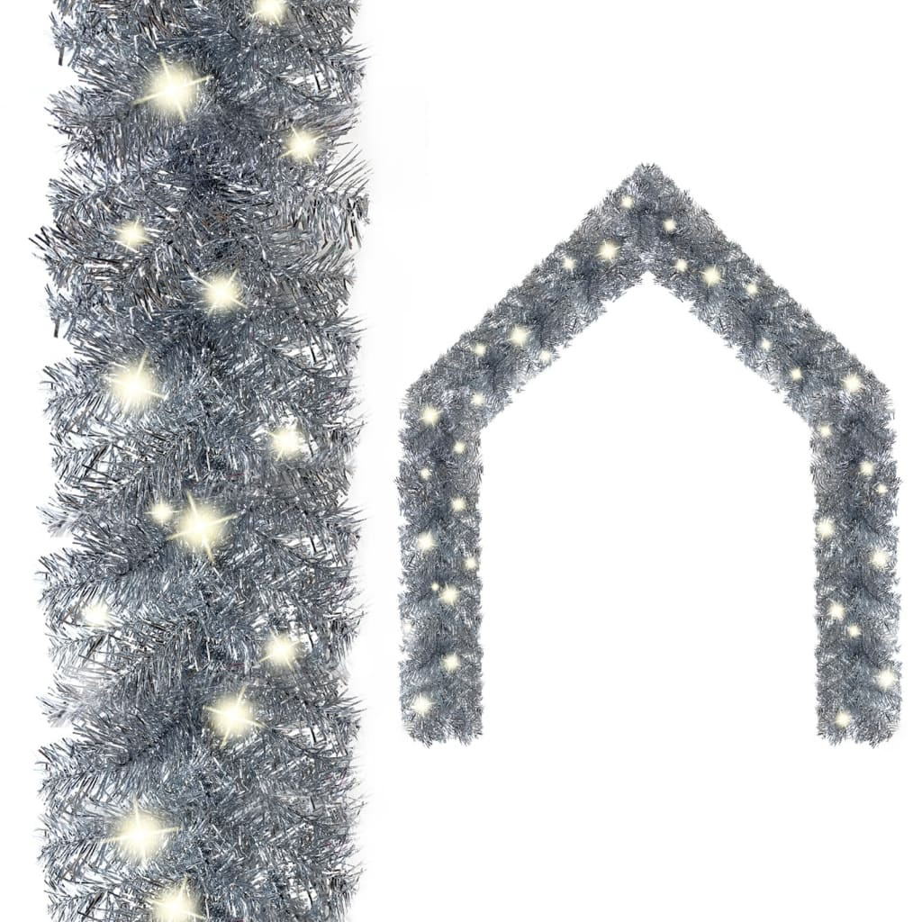 vidaXL Weihnachtsgirlande mit LED 20 m Silbern