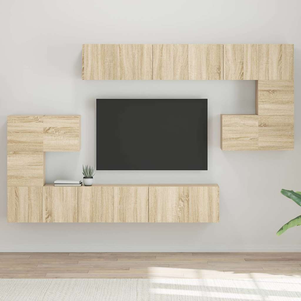 vidaXL 10-tlg. TV-Schrank-Set Sonoma-Eiche Holzwerkstoff