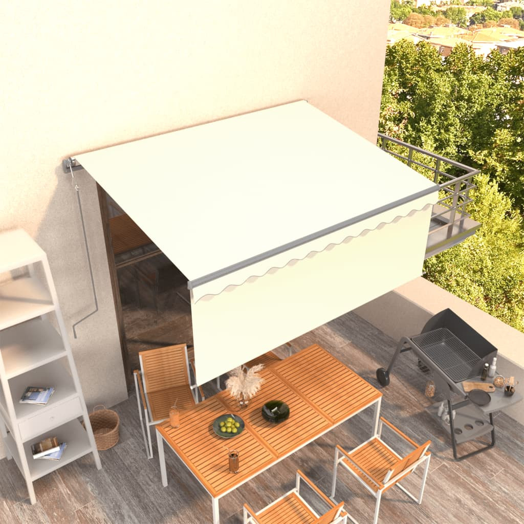 vidaXL Markise Automatisch Einziehbar mit Volant 3,5x2,5 m Creme