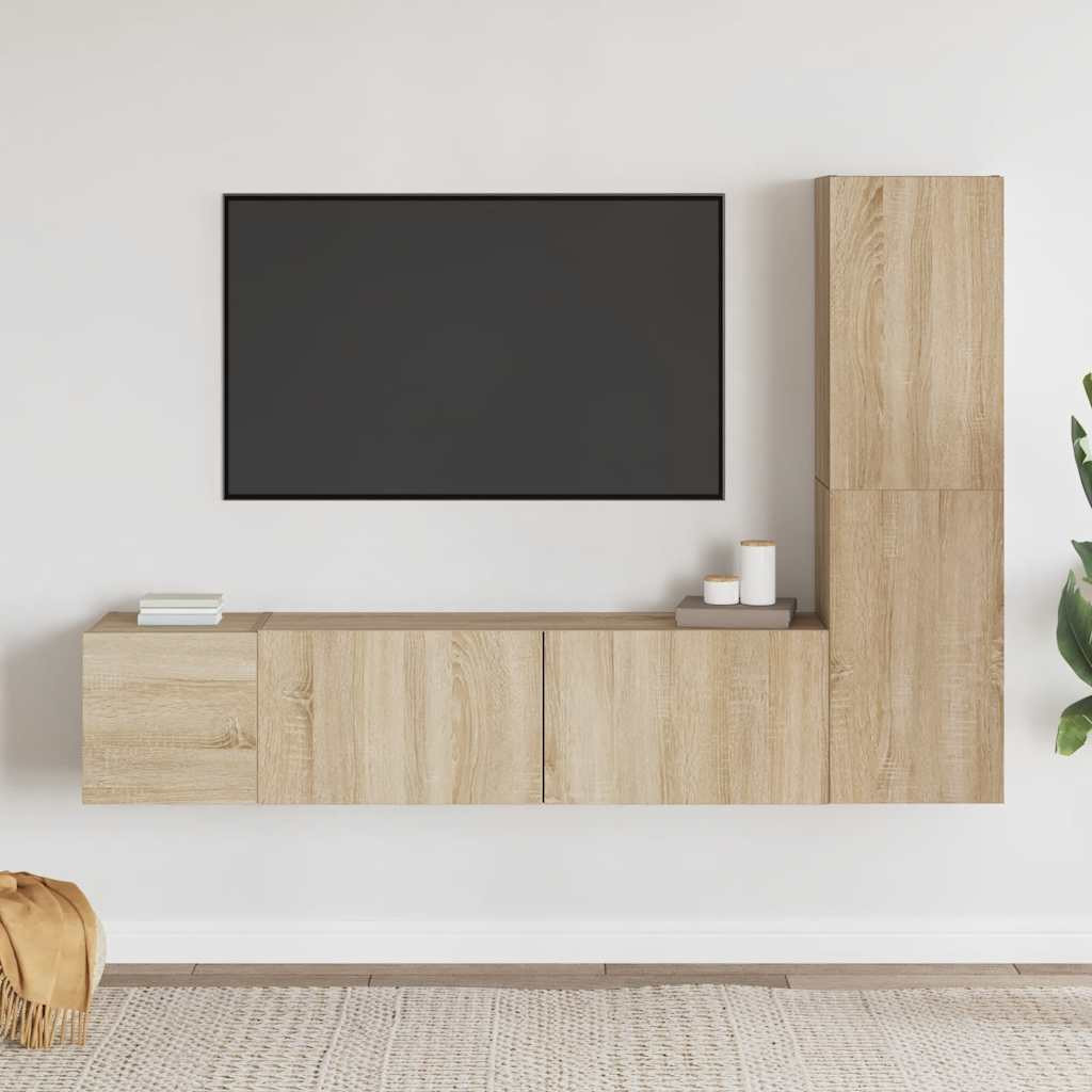 vidaXL 3-tlg. TV-Schrank-Set Sonoma-Eiche Holzwerkstoff