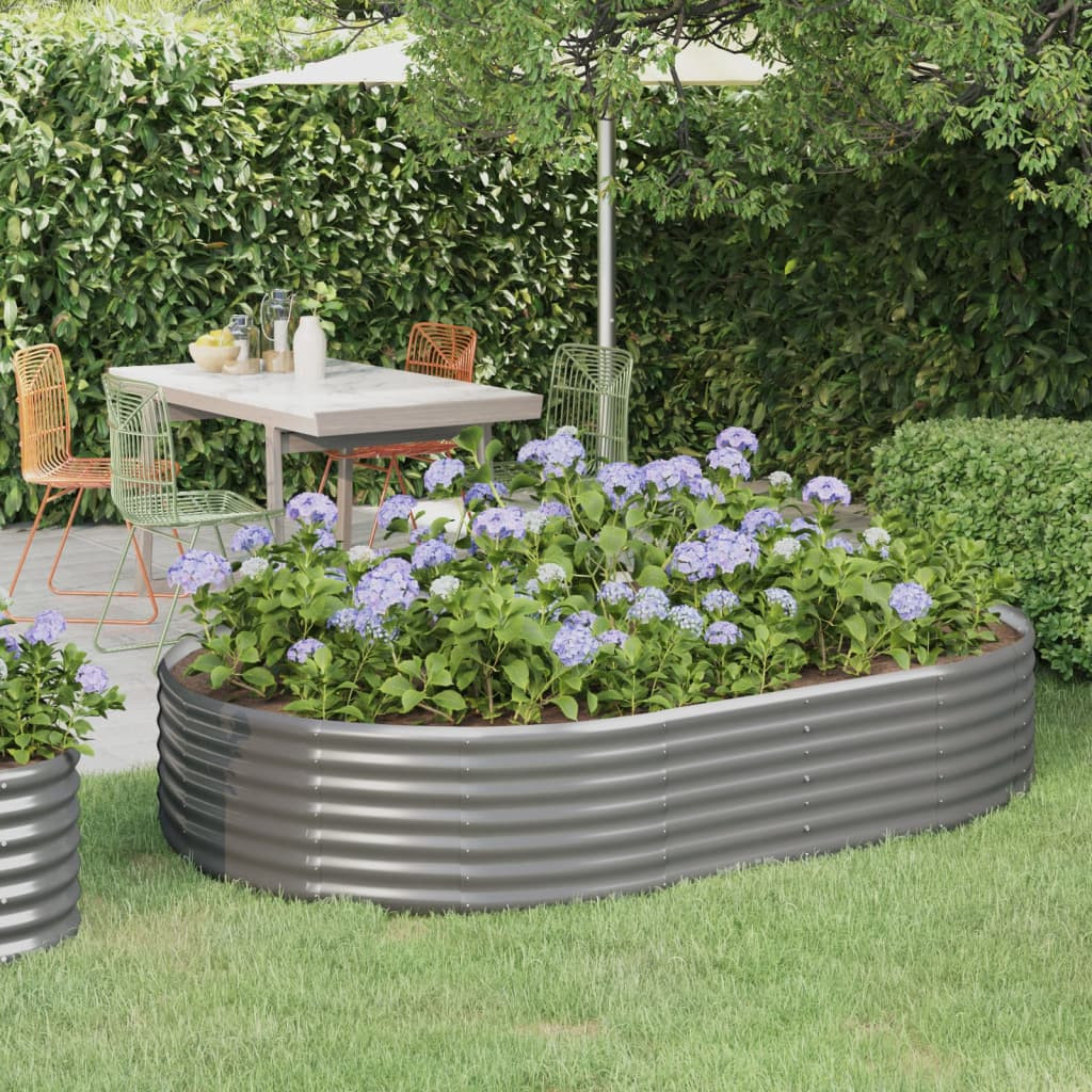 vidaXL Hochbeet Verzinkter Stahl 214x140x36 cm Grau