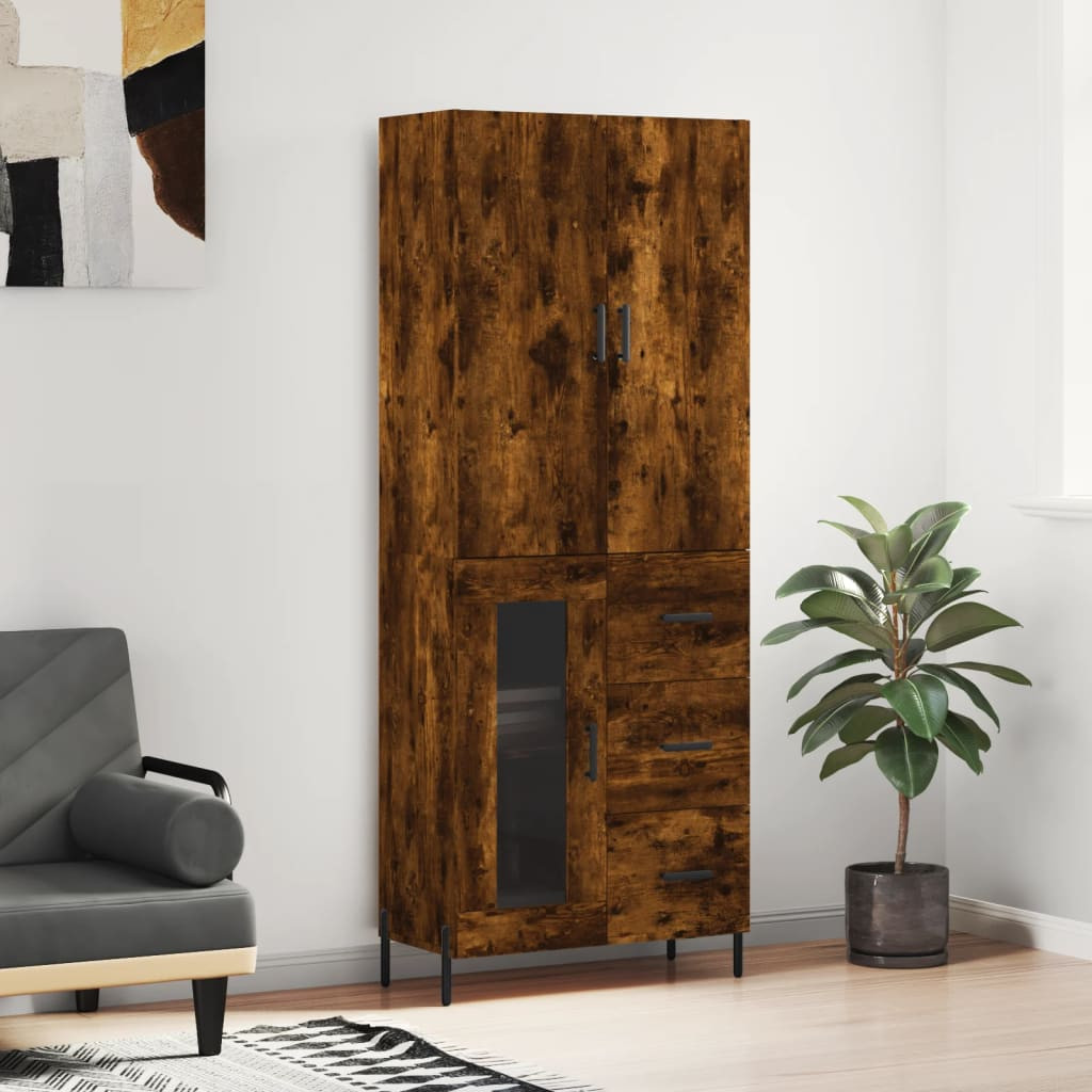 vidaXL Highboard Räuchereiche 69,5x34x180 cm Holzwerkstoff