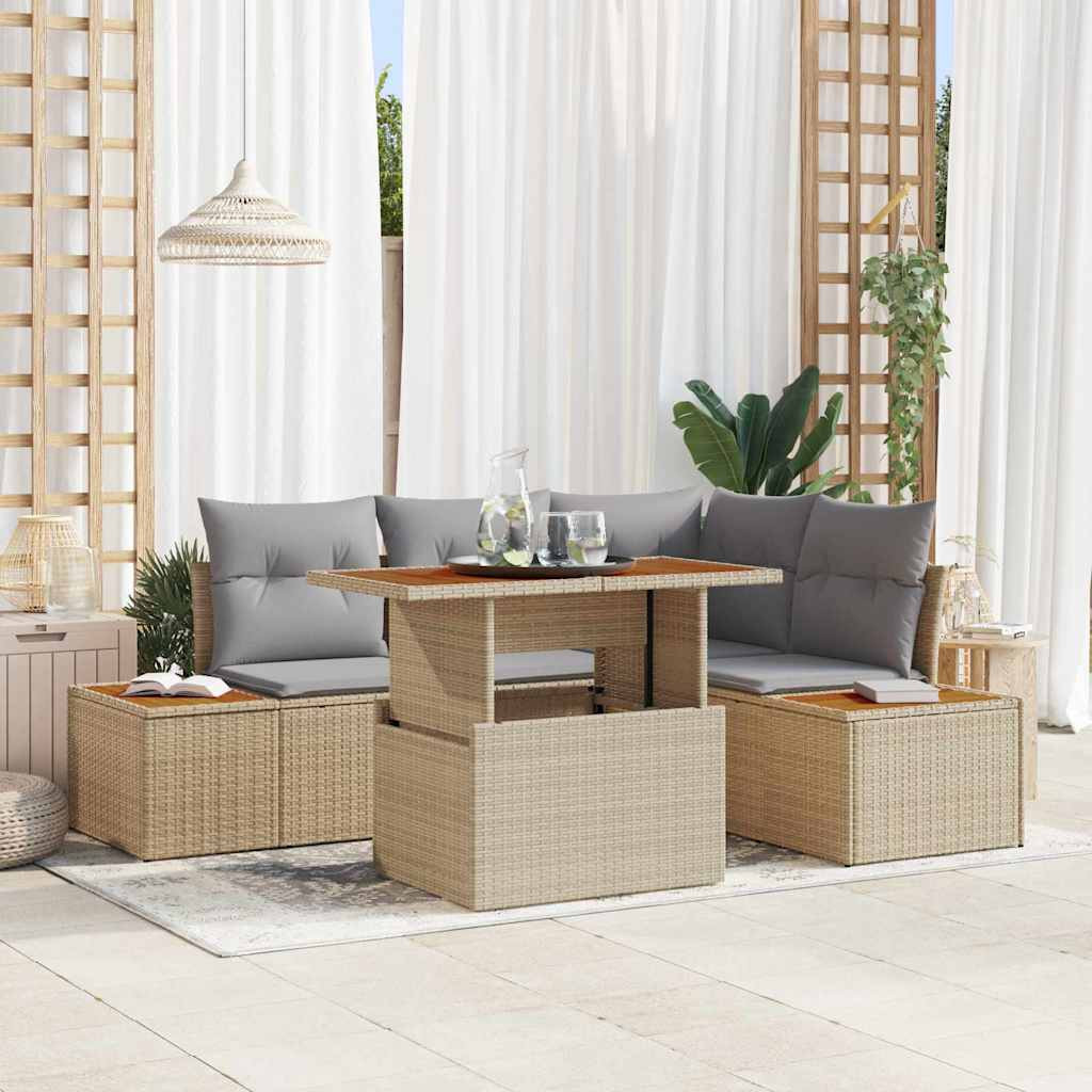 vidaXL Gartensofa-set 5 Stk. Beige und Grau