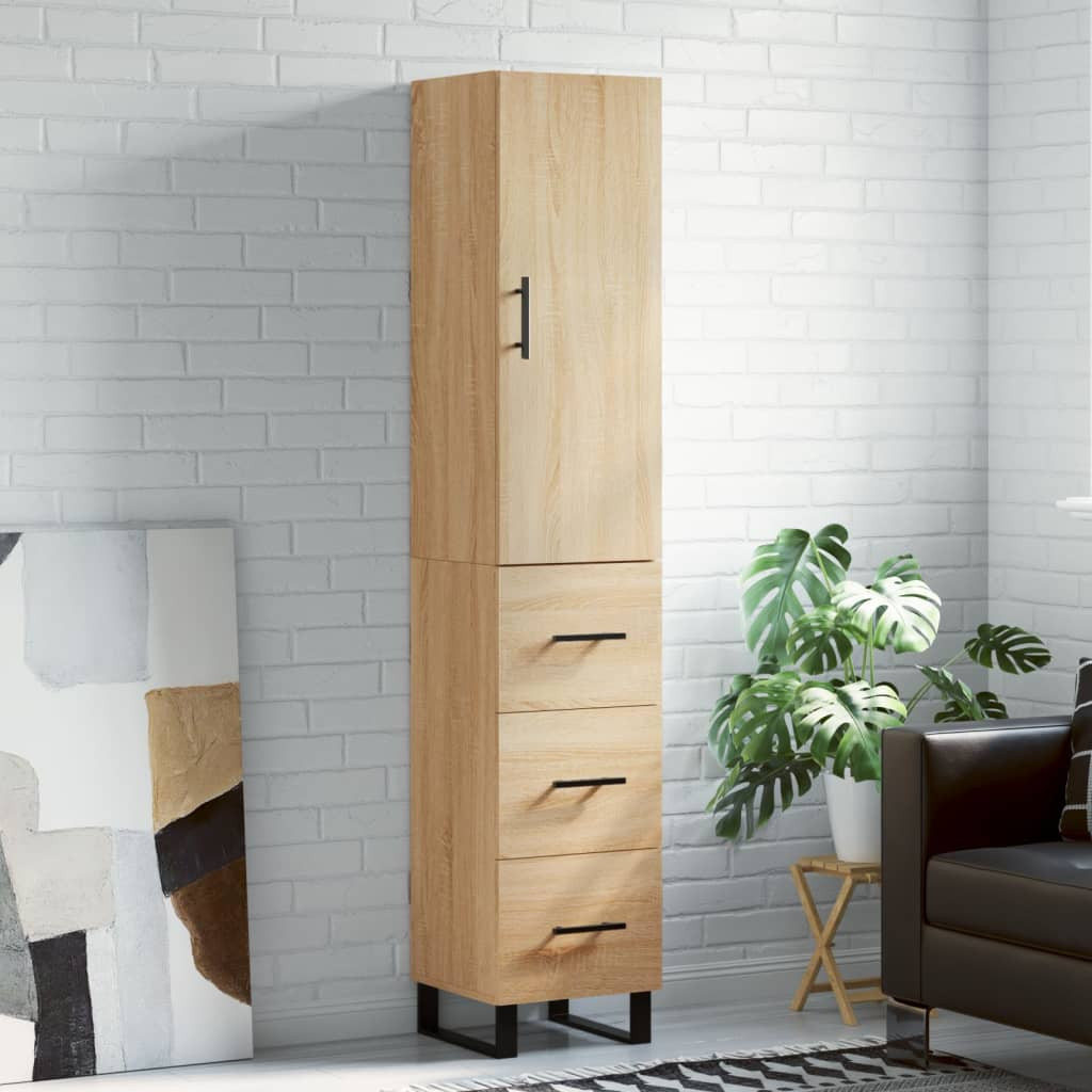 vidaXL Highboard Sonoma-Eiche 34,5x34x180 cm Holzwerkstoff