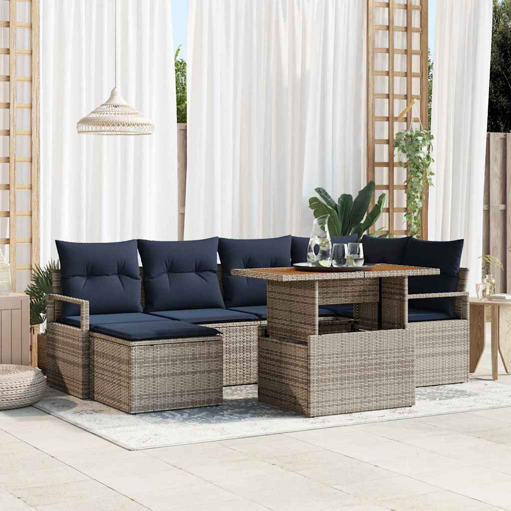 vidaXL Gartensofa-set 7 pcs Grau Poly-Rattan