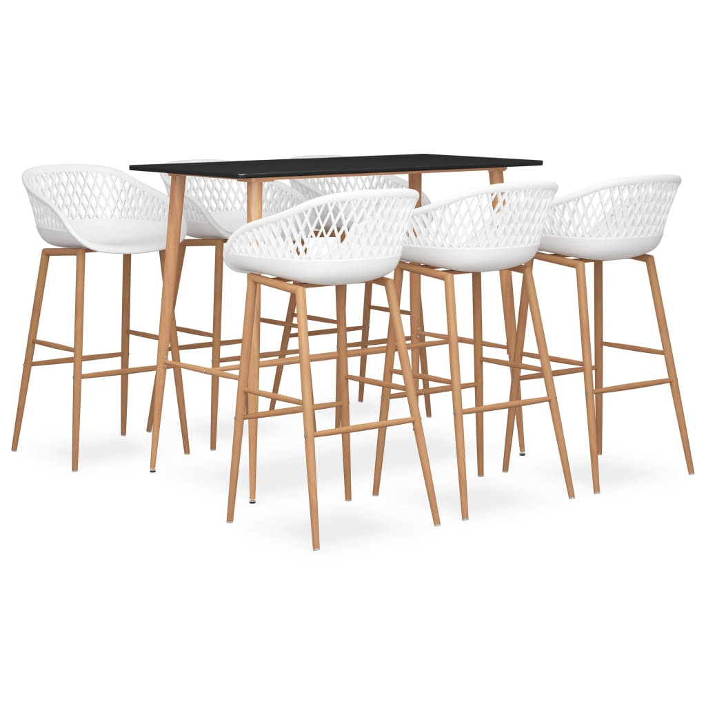 vidaXL 7-tlg. Bar-Set Schwarz und Weiß
