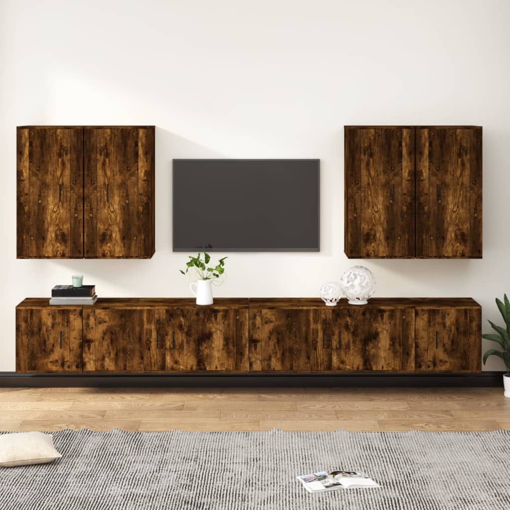 vidaXL 8-tlg. TV-Schrank-Set Räuchereiche Holzwerkstoff