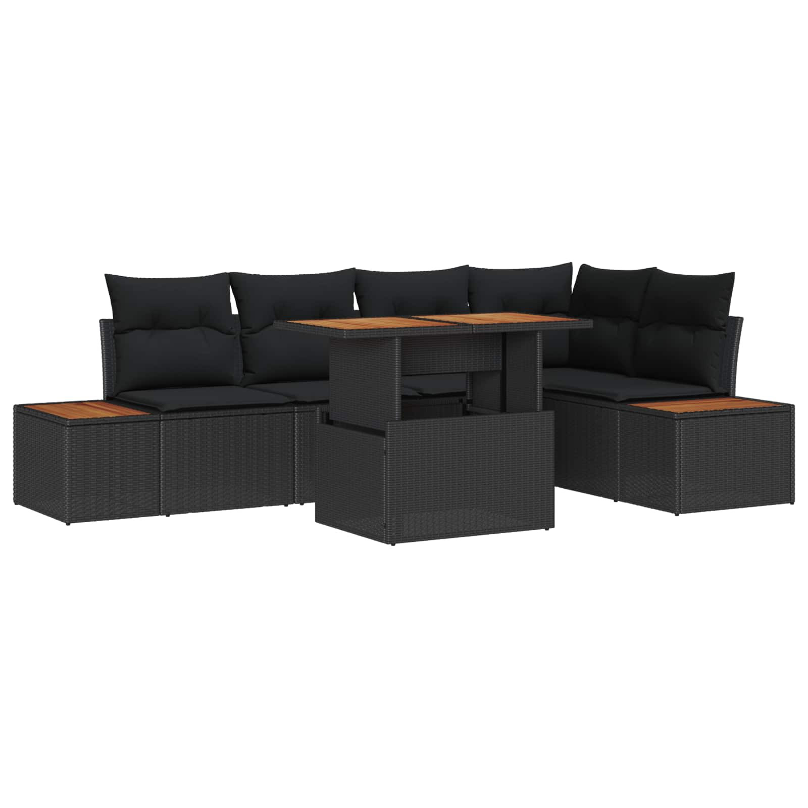 vidaXL Gartensofa-set 6 Stk. Schwarz Poly-Rattan