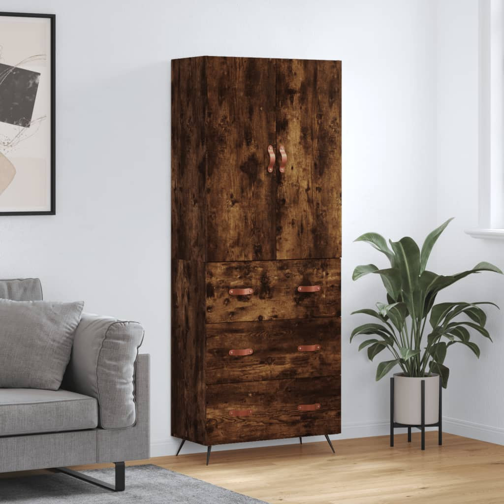 vidaXL Highboard Räuchereiche 69,5x34x180 cm Holzwerkstoff