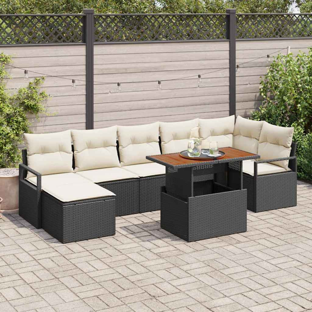 vidaXL Gartensofa-set 8 pcs Schwarz und Creme