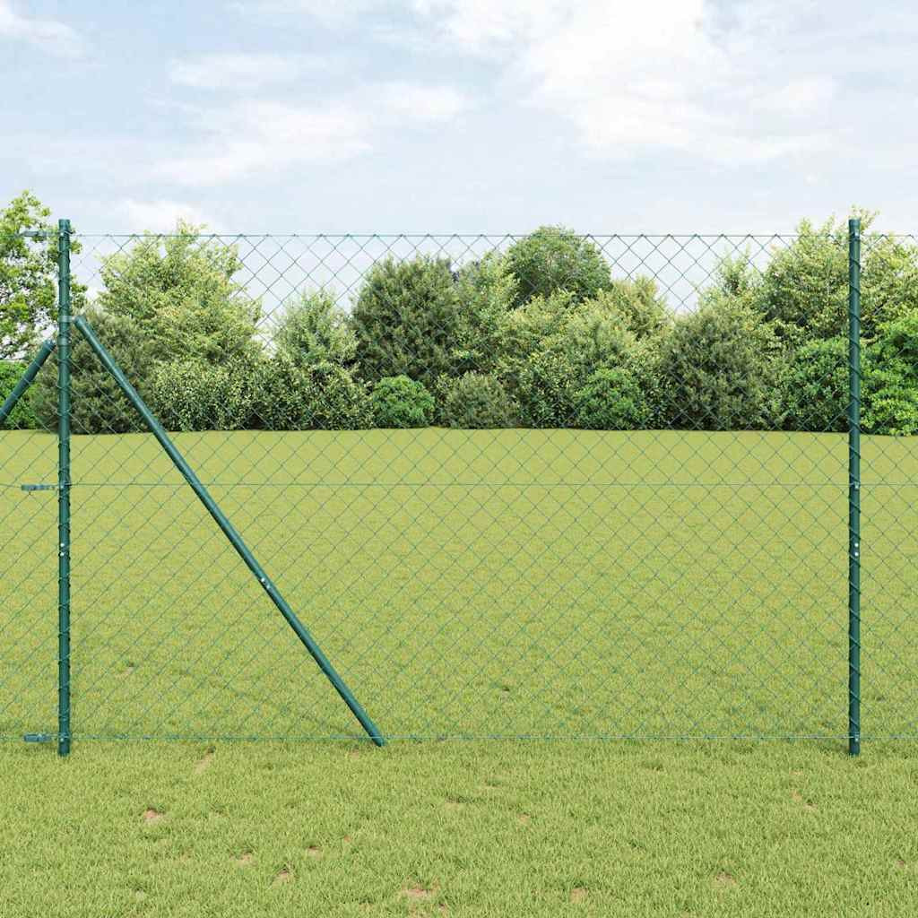 vidaXL Bodenmontierter Maschendrahtzaun 1,5 x 25 m Grün Netz