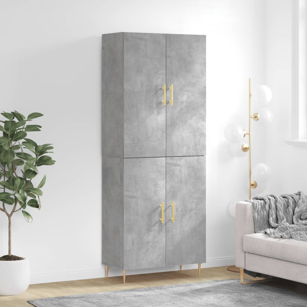 vidaXL Highboard Betongrau 69,5x34x180 cm Holzwerkstoff