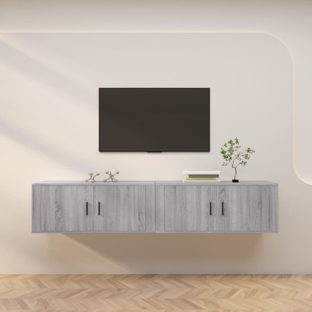 vidaXL TV-Wandschränke 2 Stk. Grau Sonoma 100x34,5x40 cm