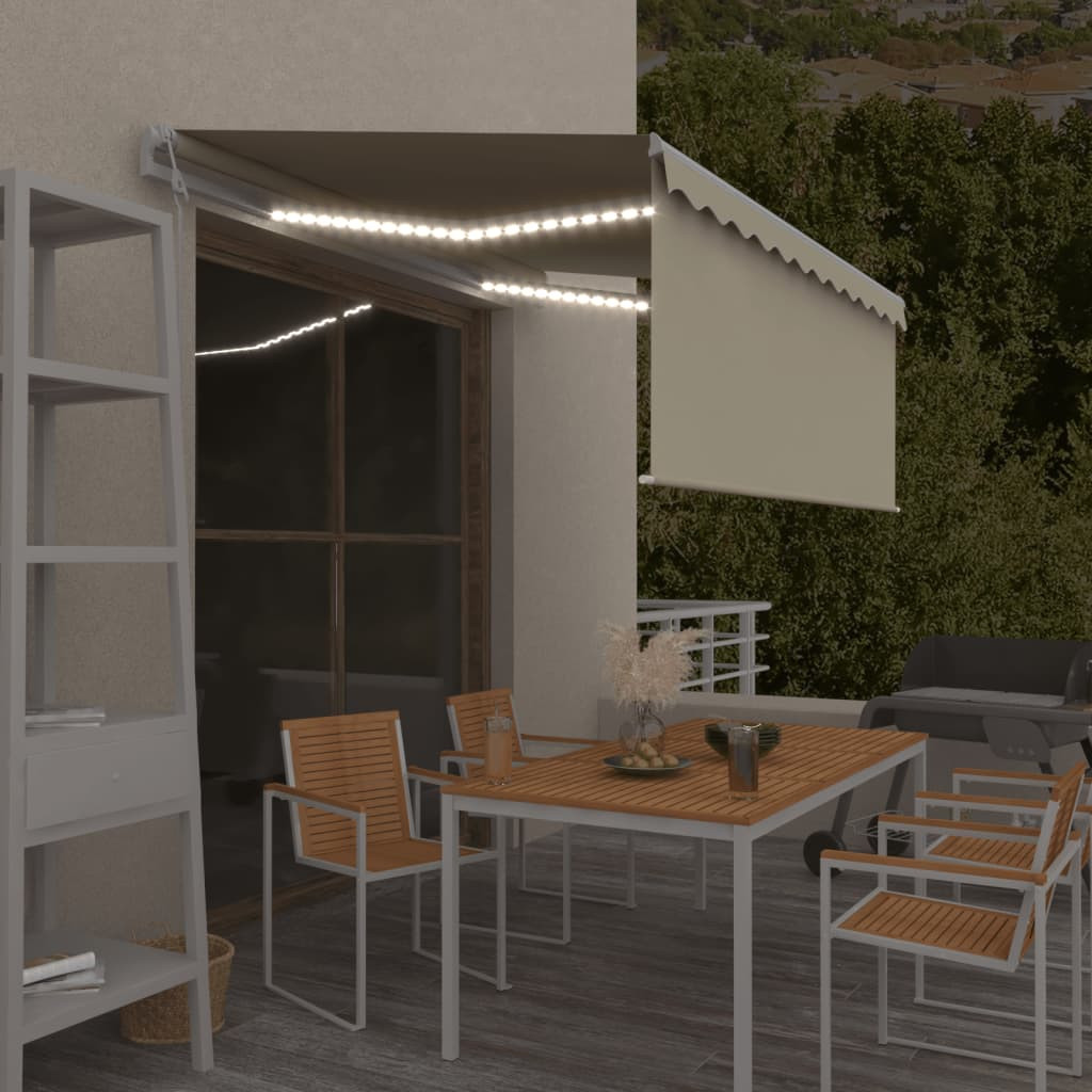 vidaXL Markise Automatisch mit Rollo LED Windsensor 3,5x2,5m Creme