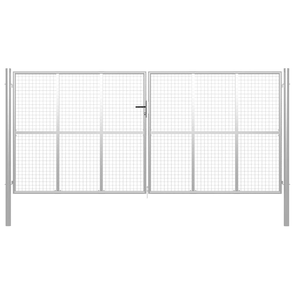 vidaXL Gartentor verzinkter Stahl 400 x 175 cm Silber