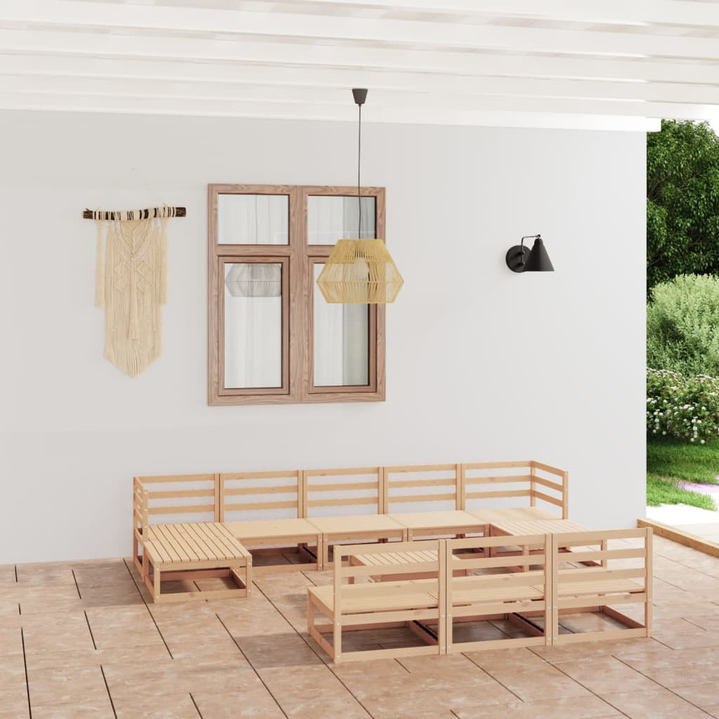 vidaXL 11-tlg. Garten-Lounge-Set Massivholz Kiefer