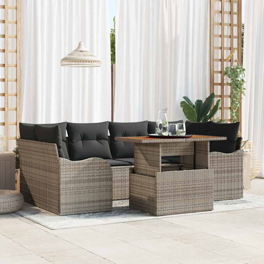 vidaXL Garten-Sofa-Set mit Kissen 7 pcs Grau