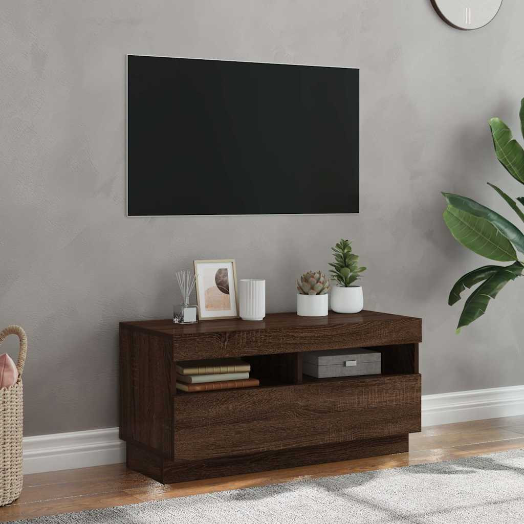 vidaXL TV-Schrank mit LED-Leuchten Braun Eichen-Optik 80x35x40 cm