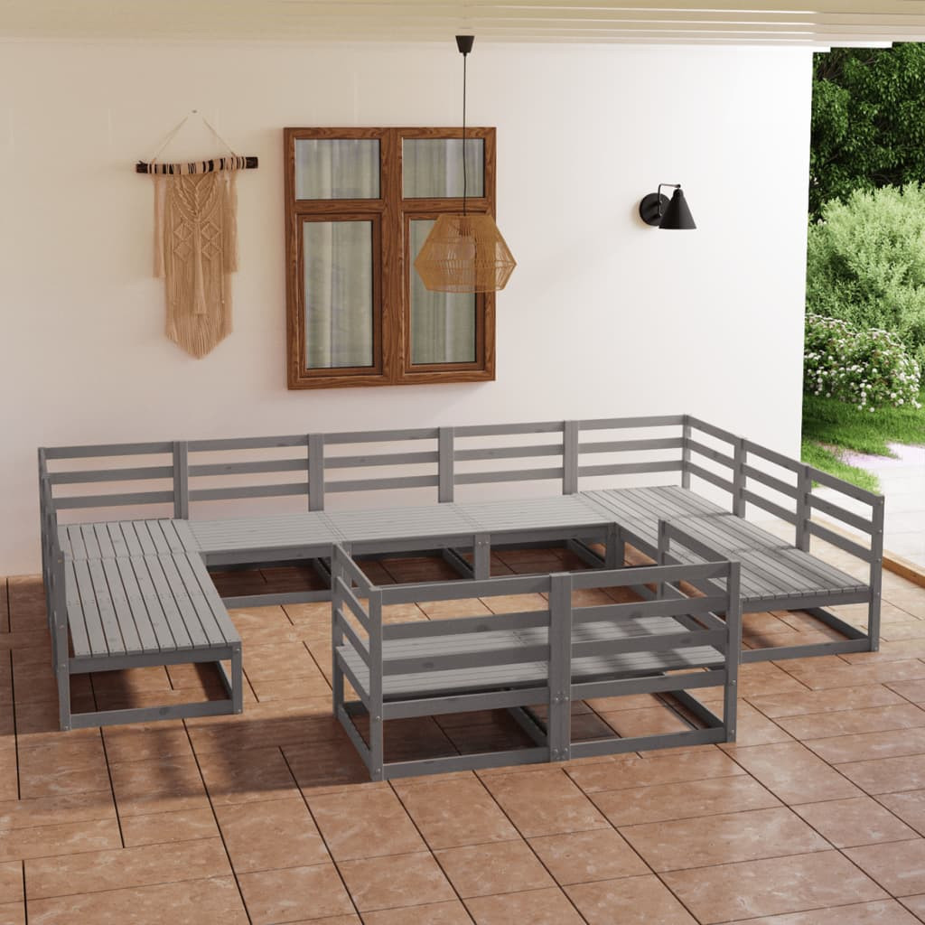 vidaXL 11-tlg. Garten-Lounge-Set Massivholz Kiefer