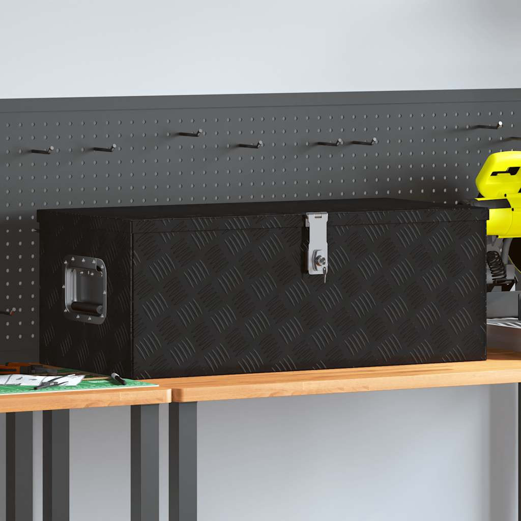 vidaXL Aufbewahrungsbox Schwarz 80x39x30 cm Aluminium