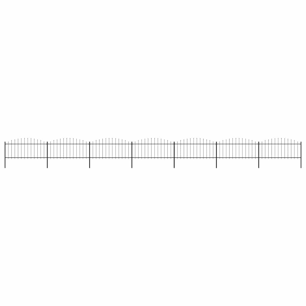 vidaXL Gartenzaun mit Speerspitzen Stahl (0,5 - 0,75) x 11,9 m Schwarz