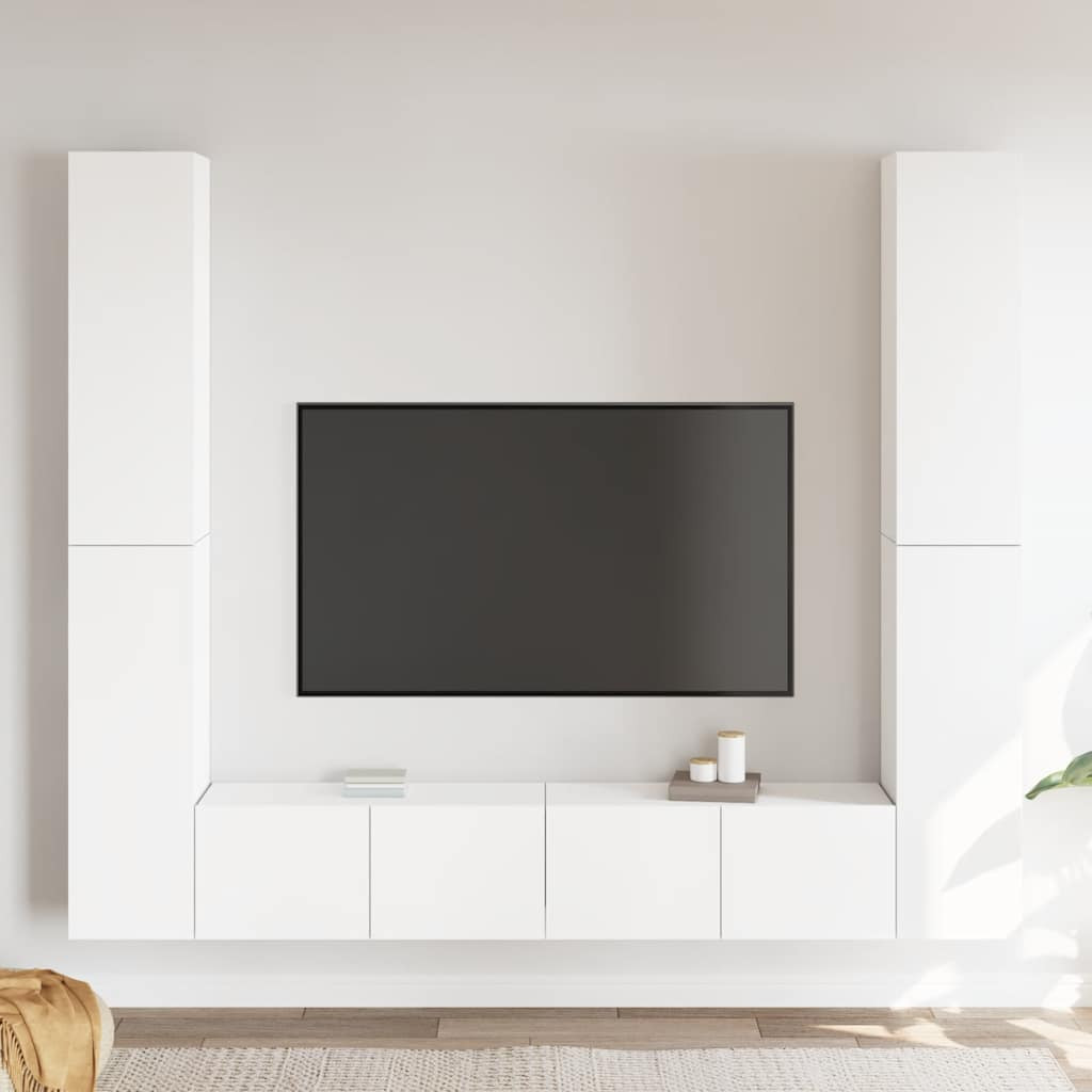 vidaXL 6-tlg. TV-Schrank-Set Weiß Holzwerkstoff