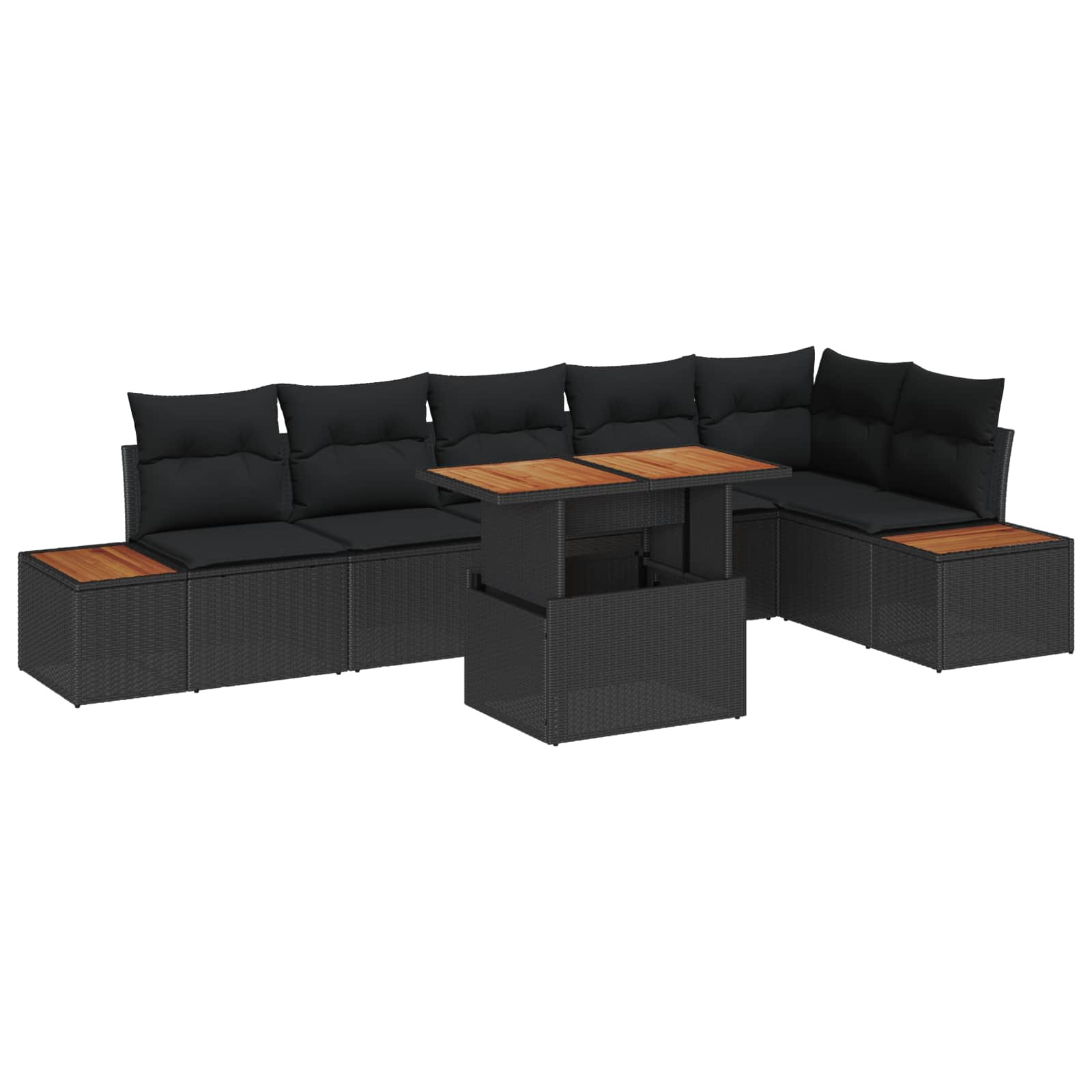vidaXL Gartensofa-set 7 Stk. Schwarz Poly-Rattan
